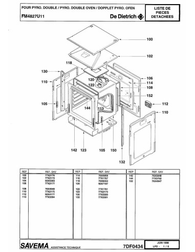 Pièces détachées DE DIETRICH FM4827U1 7DF0434 Annee 0 7DF0434 