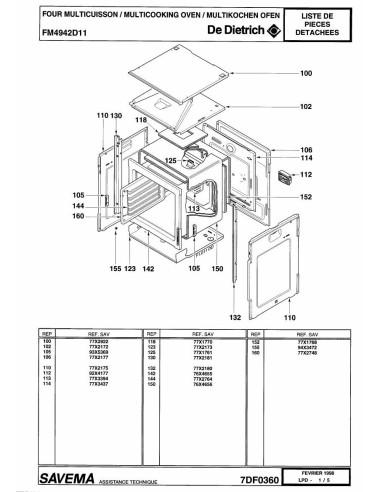 Pièces détachées DE DIETRICH FM4942D1 7DF0360 Annee 0 7DF0360 