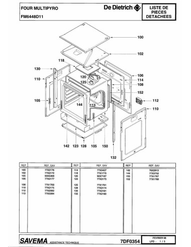 Pièces détachées DE DIETRICH FM6448D1 7DF0354 7DF0401 Annee 0 7DF0354 