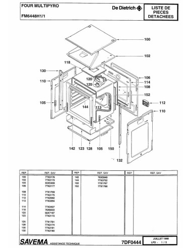 Pièces détachées DE DIETRICH FM6448H1 7DF0444 Annee 0 7DF0444 