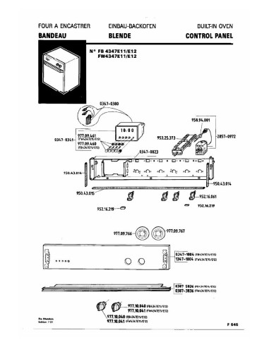 Pièces détachées DE DIETRICH FW4347E1 FW4347E11 FW4347E12 