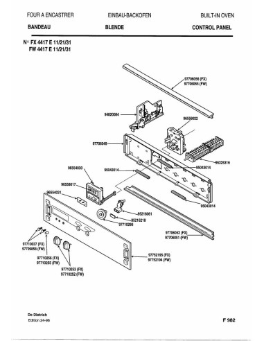 Pièces détachées DE DIETRICH FW4417E1 FW4417E11 7DF0185 Annee 0 7DF0185 