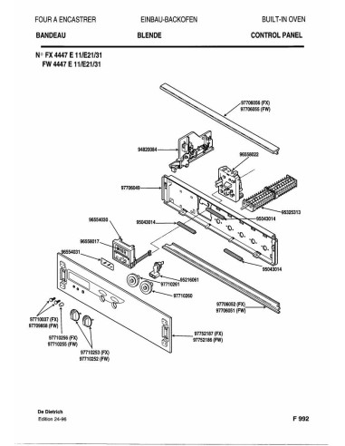 Pièces détachées DE DIETRICH FW4447E1 FW4447E11 7DF0187 Annee 0 7DF0187 