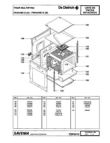 Pièces détachées DE DIETRICH FX0441E1 FX0441E12 