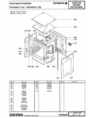 Pièces détachées DE DIETRICH FX2435H1 REP-005458 Annee 0 REP-005458 