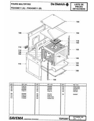 Pièces détachées DE DIETRICH FX2438E1 REP-005433 REP-005445 Annee 0 REP-005433 