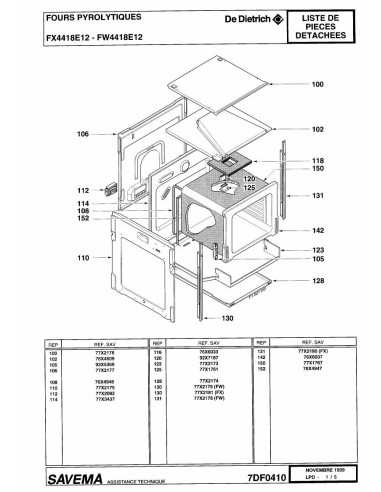 Pièces détachées DE DIETRICH FX4418E1 FX4418E11 REP-005425 REP-005441 Annee 0 REP-005441 