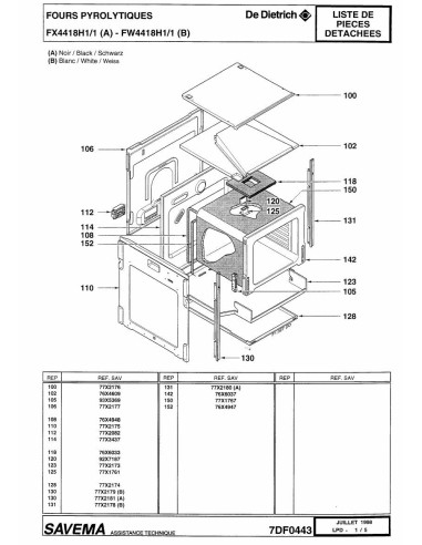 Pièces détachées DE DIETRICH FX4418H1 REP-005463 Annee 0 REP-005463 