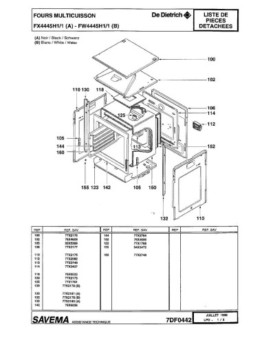 Pièces détachées DE DIETRICH FX4445H1 FX4445H1/1 REP-005462 