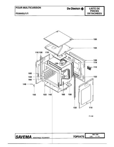 Pièces détachées DE DIETRICH FX4445J1 FX4445J1/1 