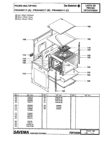 Pièces détachées DE DIETRICH FX4448H1 FX4448H1/1 