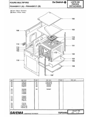 Pièces détachées DE DIETRICH FX4449H1 FX4449H1/1 REP-005461 Annee 0 REP-005461 