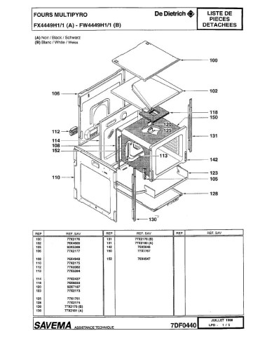 Pièces détachées DE DIETRICH FX4449H1 FX4449H1/1 REP-005461 