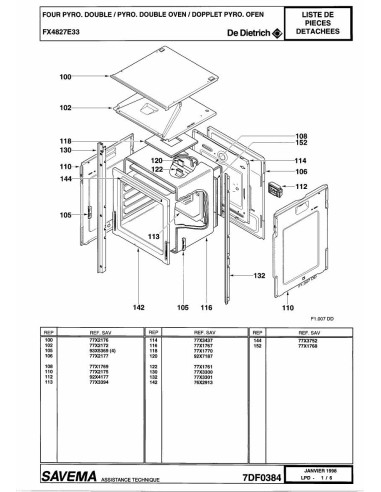 Pièces détachées DE DIETRICH FX4827E3 7DF0384 Annee 0 7DF0384 