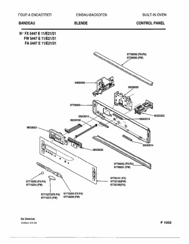 Pièces détachées DE DIETRICH FX5447E3 FX5447E31 