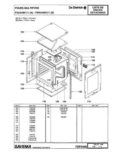 Pièces détachées DE DIETRICH FX5449H1 FX5449H1/1 