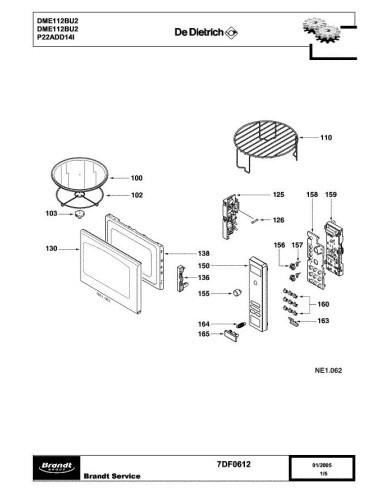 Pièces détachées DE DIETRICH DME112BU2 7DF0612 Annee 0 7DF0612 