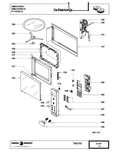 Pièces détachées DE DIETRICH DME315WE1 7X0153 7X1387 Annee 0 7X0153 