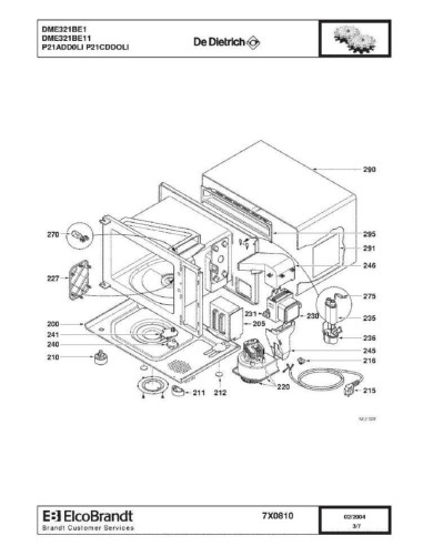 Pièces détachées DE DIETRICH DME321BE1 DME321BE11 7X1095 7X1414 