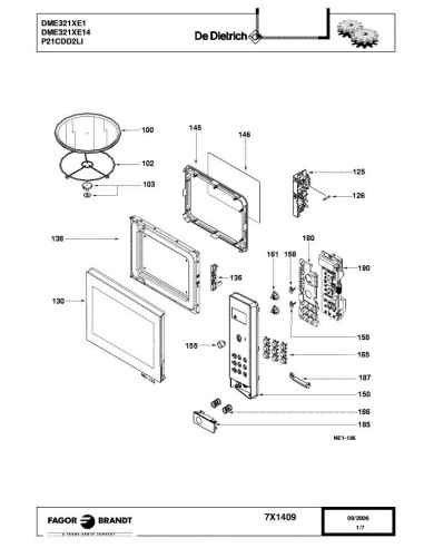 Pièces détachées DE DIETRICH DME321XE1 7DF0734 7DF0771 7X1409 7X9789 Annee 0 7X1409 