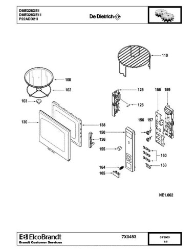 Pièces détachées DE DIETRICH DME328XE1 7X0483 Annee 0 7X0483 