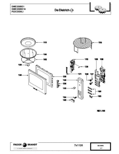 Pièces détachées DE DIETRICH DME329BE1 DME329BE11 7DF0767 7DF0769 7X1126 Annee 0 7X1126 