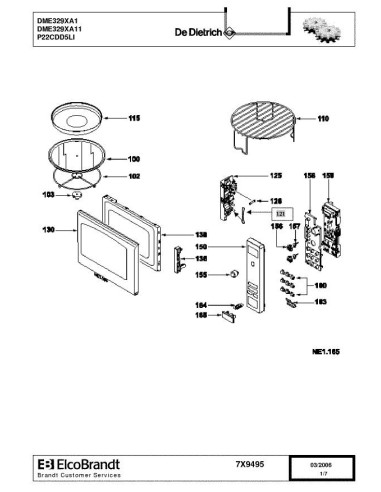 Pièces détachées DE DIETRICH DME329XA1 7X9495 Annee 0 7X9495 