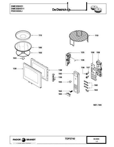Pièces détachées DE DIETRICH DME329XE1 7DF0740 7X1423 7X1425 8X0433 Annee 0 7DF0740 