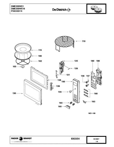Pièces détachées DE DIETRICH DME330WE1 8X0354 Annee 0 8X0354 