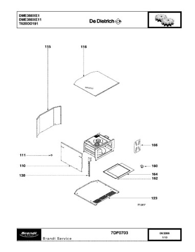 Pièces détachées DE DIETRICH DME388XE1 DME388XE11 7DF0703 7X1506 