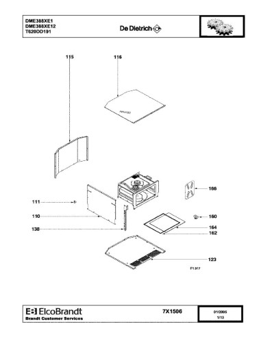 Pièces détachées DE DIETRICH DME388XE12 DME338XE12 