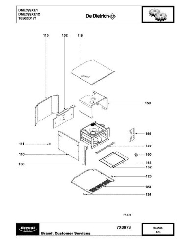 Pièces détachées DE DIETRICH DME399XE1 7X0702 7X0973 Annee 0 7X0973 