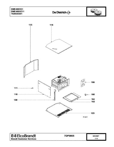 Pièces détachées DE DIETRICH DME488XE1 DME488XE11 7DF0805 7DF0818 