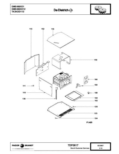 Pièces détachées DE DIETRICH DME499XE1 7DF0817 7X1499 Annee 0 7DF0817 