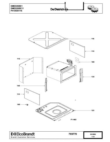 Pièces détachées DE DIETRICH DME535BE1 7X9770 Annee 0 7X9770 