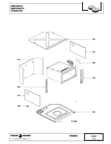 Pièces détachées DE DIETRICH DME535WE1 7X9773 7X9935 Annee 0 7X9935 