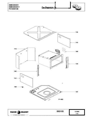 Pièces détachées DE DIETRICH DME535XD1 8X0193 Annee 0 8X0193 