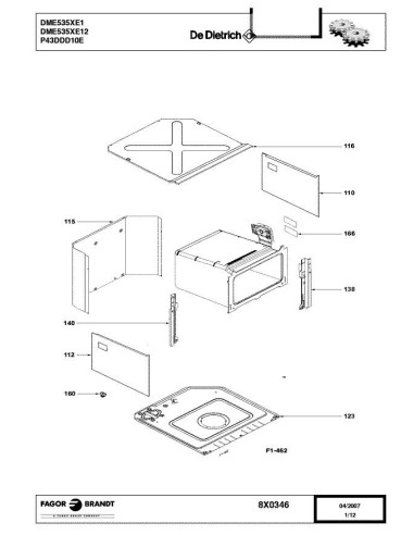 Pièces détachées DE DIETRICH DME535XE1 7X9740 8X0346 Annee 0 8X0346 