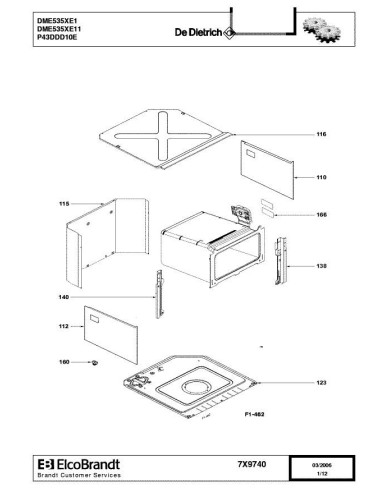 Pièces détachées DE DIETRICH DME535XE1 7X9740 8X0346 Annee 0 7X9740 