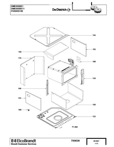 Pièces détachées DE DIETRICH DME555BE1 7X9539 Annee 0 7X9539 