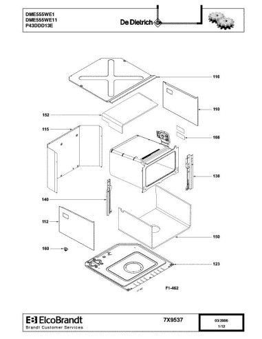 Pièces détachées DE DIETRICH DME555WE1 7X9537 Annee 0 7X9537 