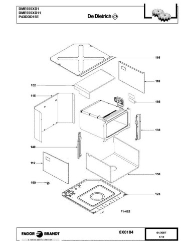 Pièces détachées DE DIETRICH DME555XD1 8X0184 Annee 0 8X0184 