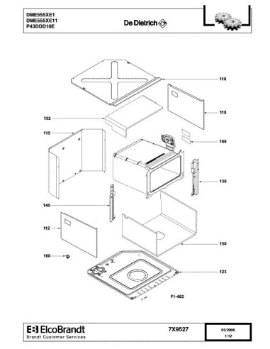 Pièces détachées DE DIETRICH DME555XE1 DME555XE12 7X0855 7X9527 Annee 0 7X9527 