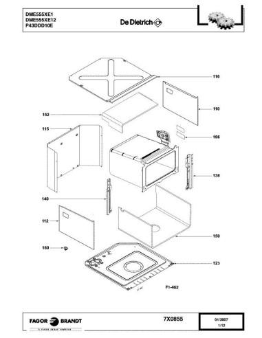 Pièces détachées DE DIETRICH DME555XE1 DME555XE12 7X0855 7X9527 Annee 0 7X0855 