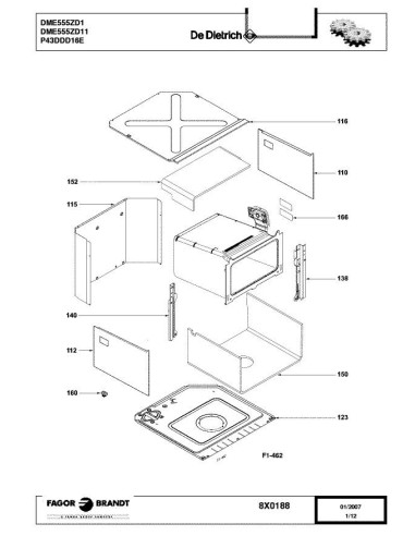 Pièces détachées DE DIETRICH DME555ZD1 8X0188 Annee 0 8X0188 