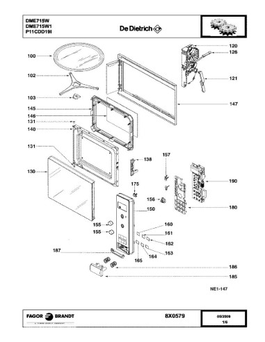Pièces détachées DE DIETRICH DME715W DME715W1 8X0579 