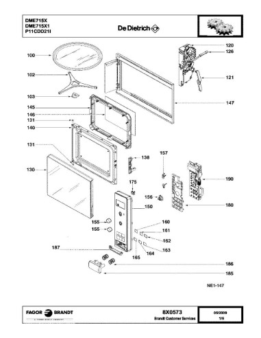 Pièces détachées DE DIETRICH DME715X DME715X1 DME715X2 8X0573 
