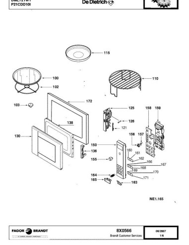 Pièces détachées DE DIETRICH DME721W 8X0566 Annee 0 8X0566 
