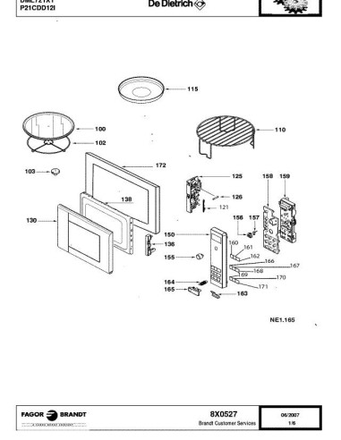 Pièces détachées DE DIETRICH DME721X DME721X1 DME721X2 8X0527 Annee 0 8X0527 