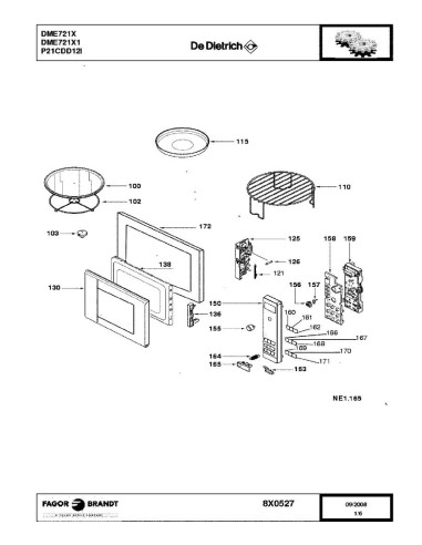 Pièces détachées DE DIETRICH DME721X DME721X1 DME721X2 8X0527 